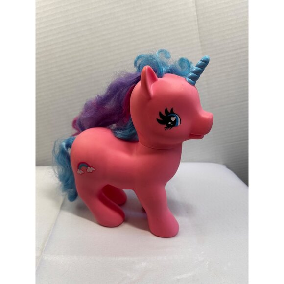 Vtg Gi Go Pony Wonderland Large Unicorn Pink blue horn Rainbow Cutie Mark READ - Picture 3 of 14